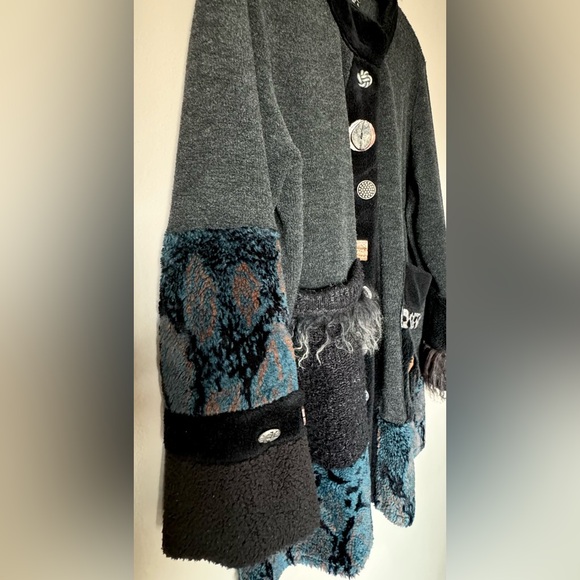 EUC Vintage Lee Anderson Whimsical Fleece Jacket Winter Coat Artful Sweater Art - Picture 3 of 13